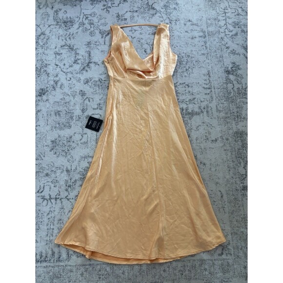 Lulus Incredible Love Light Orange Satin Cowl Back Midi Slip Dress Size Large - Picture 4 of 9